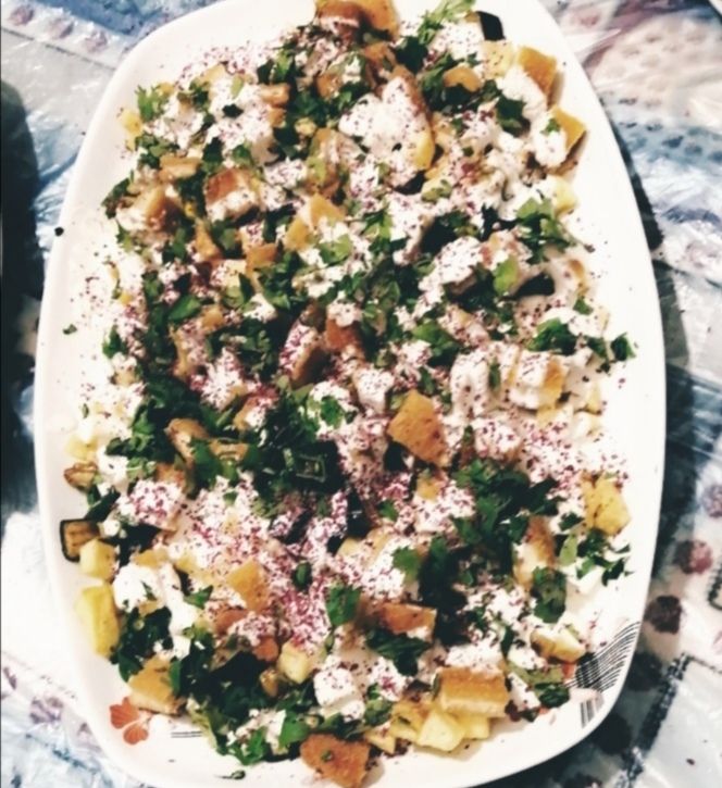 انواع السلطات سلطة بادنجان = فتوش =تبوله وغيرها