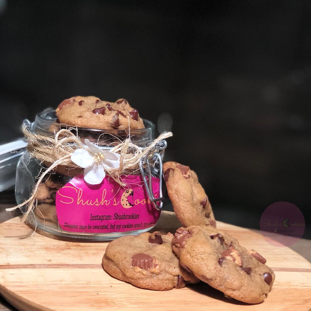 Reese’s chocolate chip Cookies✨ #shushcookies #cookies #sweets #thebest #reeses #nofilter #jeddah #جدة #كوكيز #طلبات #instagram