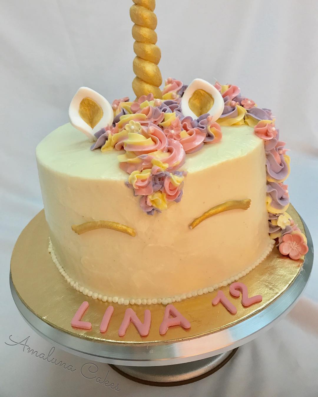 Pink, purple, yellow, gold and a Unicorn #cake #cakestagram #cakeart #unicorn #birthdaygirl #vanilla #organicbaking #fromscratch #riyadh #dubai #jeddah