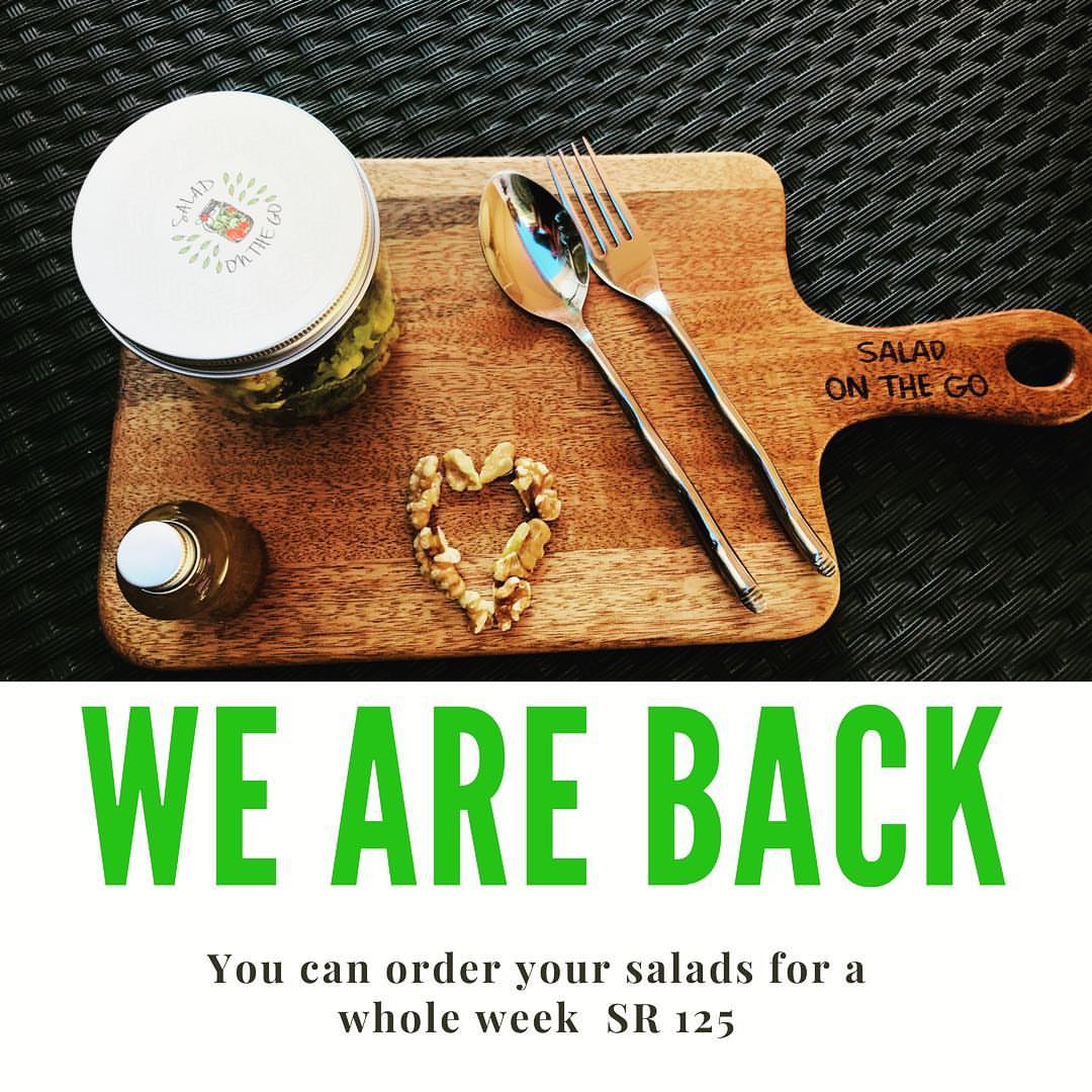 Orders are back starting next week & will be will be serving our first menu.. #saladonthego #salads #healthyfood #healthyeating #healthylifestyle #healthychoices #food #foodie #riyadh #saudiarabia #lunch #lunchbreak #صحي #غدا #غداء #سلطات #سلطة #الرياض