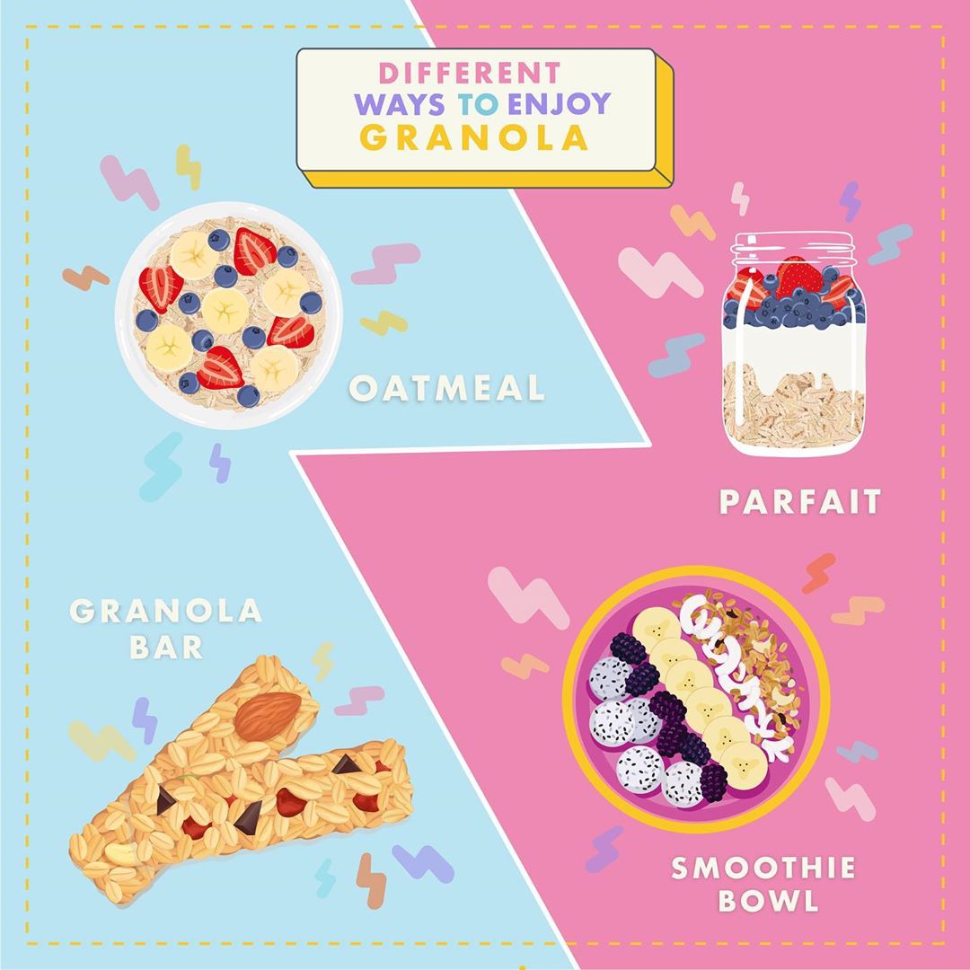 Bored of bland granola Add these fun twists!⚡️
.
.
.
.
#granola #healthyfood #oatmeal #benefits #snack #food #health #jeddah #ramadan #loudthings
