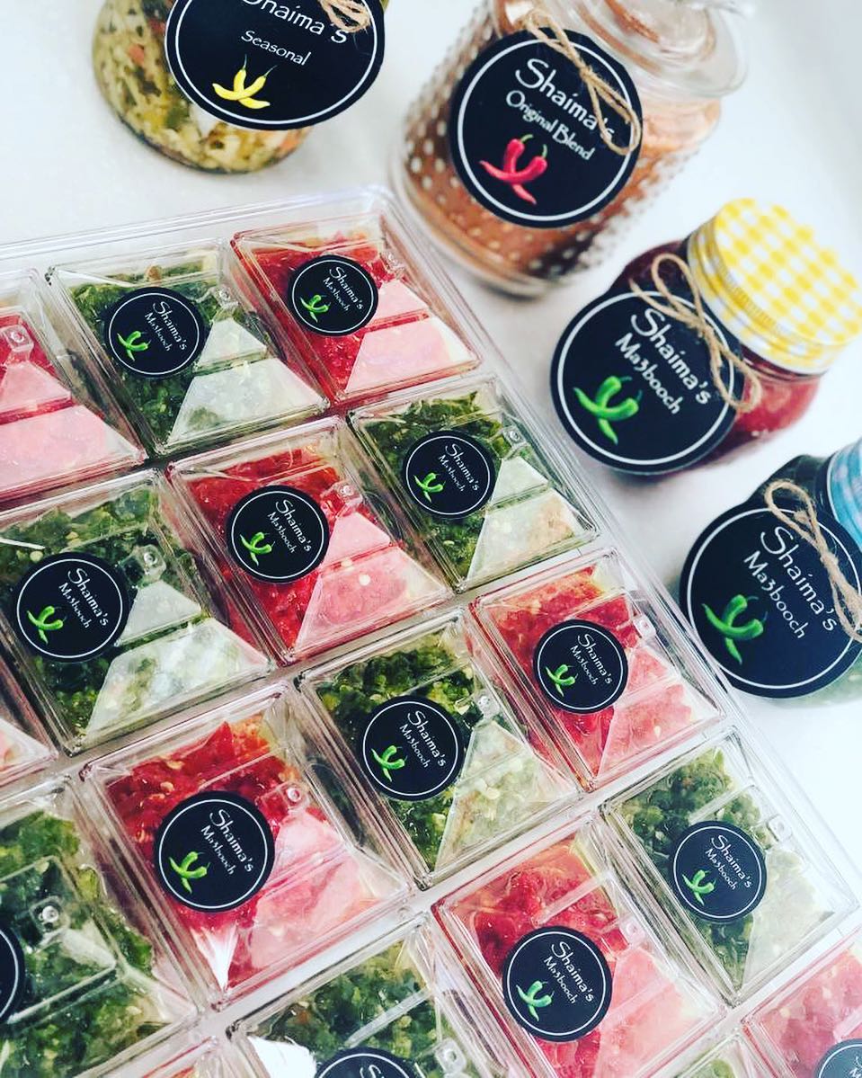 Our collection:
Shaima’s Original and Special Blend (for all recipes )
Red semi spicy seasonal homemade relish
Green spicy homemade relish
Our special seasonal veggies in oil
20 Mini relish mix trays or your choice of relish.
Be special with your meals but by our products, guaranteed results !
مجموعتنا:
بهارات شيما الخلطه الاوريجينال و الخاصه (مع اي طبخه شي تطلع )
معبوج احمر موسمي شبه حار
معبوج اخضر حار
خضار موسميه صحيه فالزيت
صينية معبوج مشكله او اللي تختارونه
تميزوا فطبخاتكم لكن مع منتجاتنا فقط و اضمنوا النتايج !