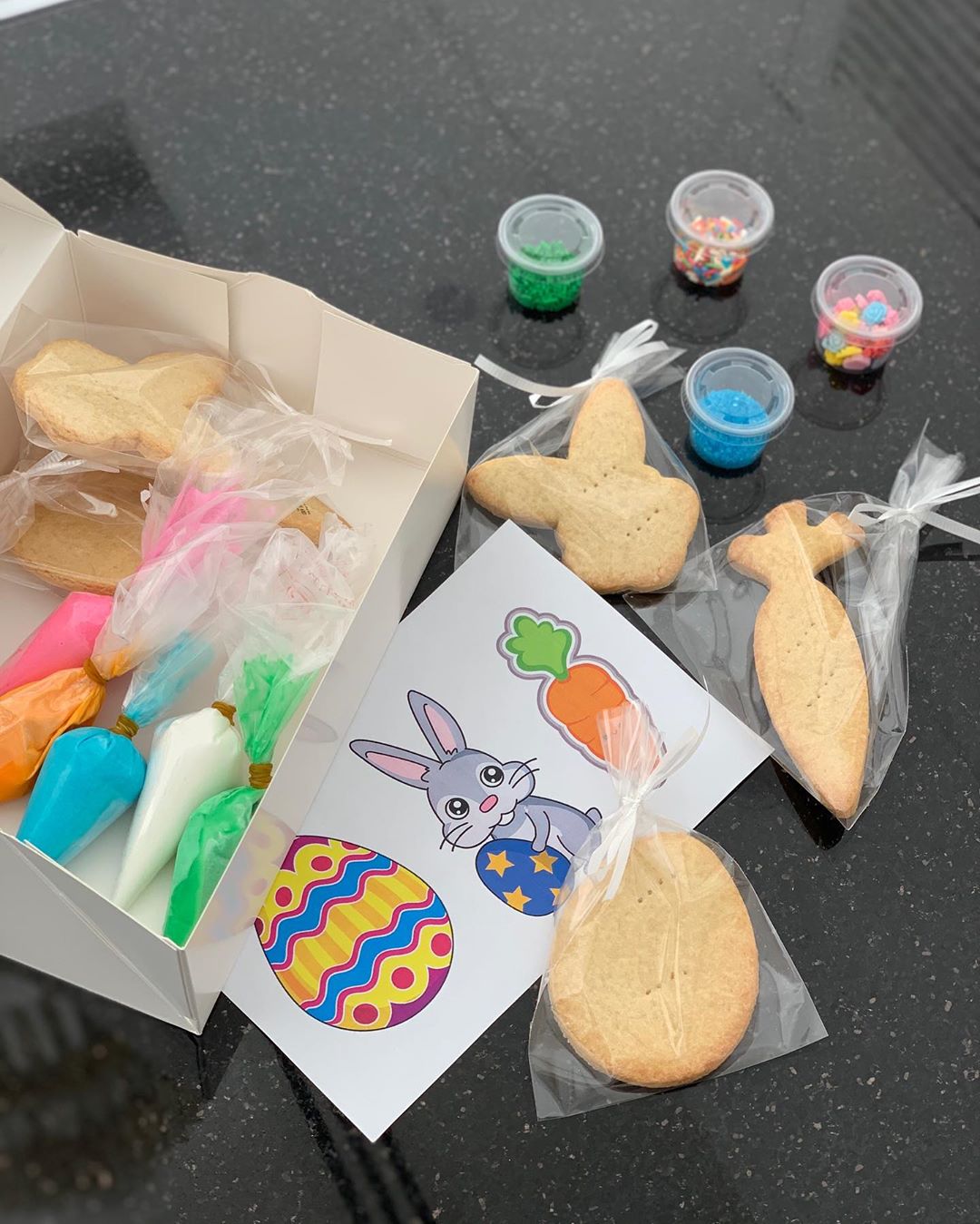Have you ordered your Easter themed kit yet
The kit includes:
- 3 cookies
- 4 icing colours
- 3 sprinkles
Price: 50AED