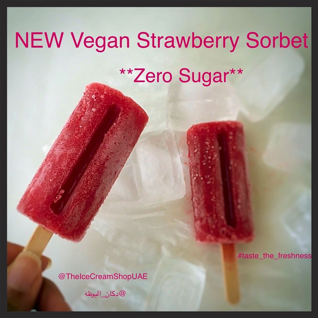 Finally it’s ready, zero sugar and 100% flavour, all our vegan popsicles are sweetened slightly with maple syrup, however, it was a challenge to use maple syrup with fruit popsicles, it’s strong flavour masked the fruit freshness and dulled the flavour , so we always opted for sugar, very little sugar ☺️. The option to use organic stevia was considered and first tests went into the bin, using stevia is challenging too, we have to make sure not to cross the line where stevia flavour and aftertaste will show, honestly it’s not pleasant at all. Now it’s ready , only one flavour available Strawberry sorbet sweetened with organic stevia, small quantity just to make the flavour pop, it actually taste of Strawberry nothing else. #yum #fresh #organic_popsicle #vegan #organic_sorbet #taste_the_freshness #zero_sugar #we_love_icecream #order_now #noartificialcolor #noartificialflavor #booza #boozawbas #dubai #uae #mydubai