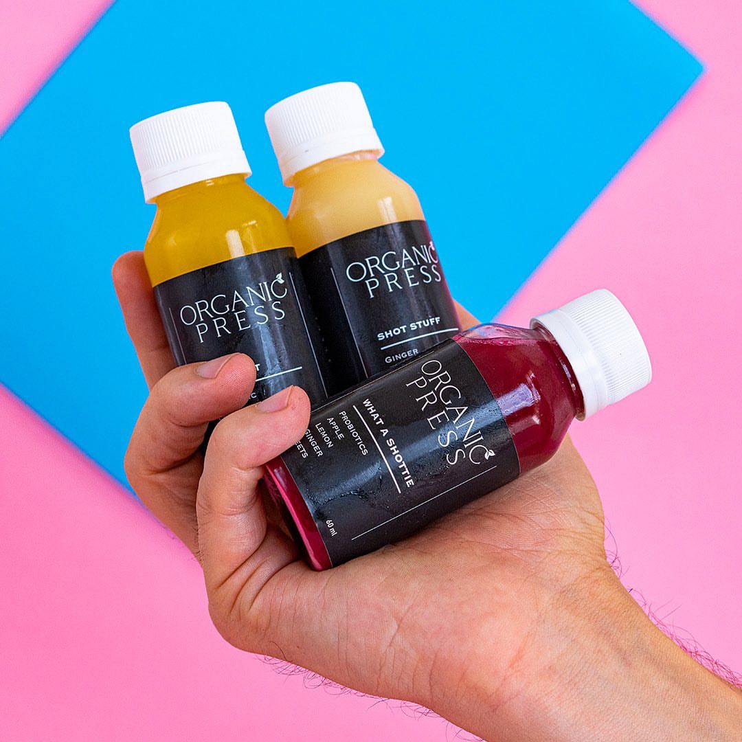Ginger, Turmeric, Probiotics 3 Wellness Shots to keep that immunity in check! All Organic, All Raw, All Cold Pressed #OrganicPress