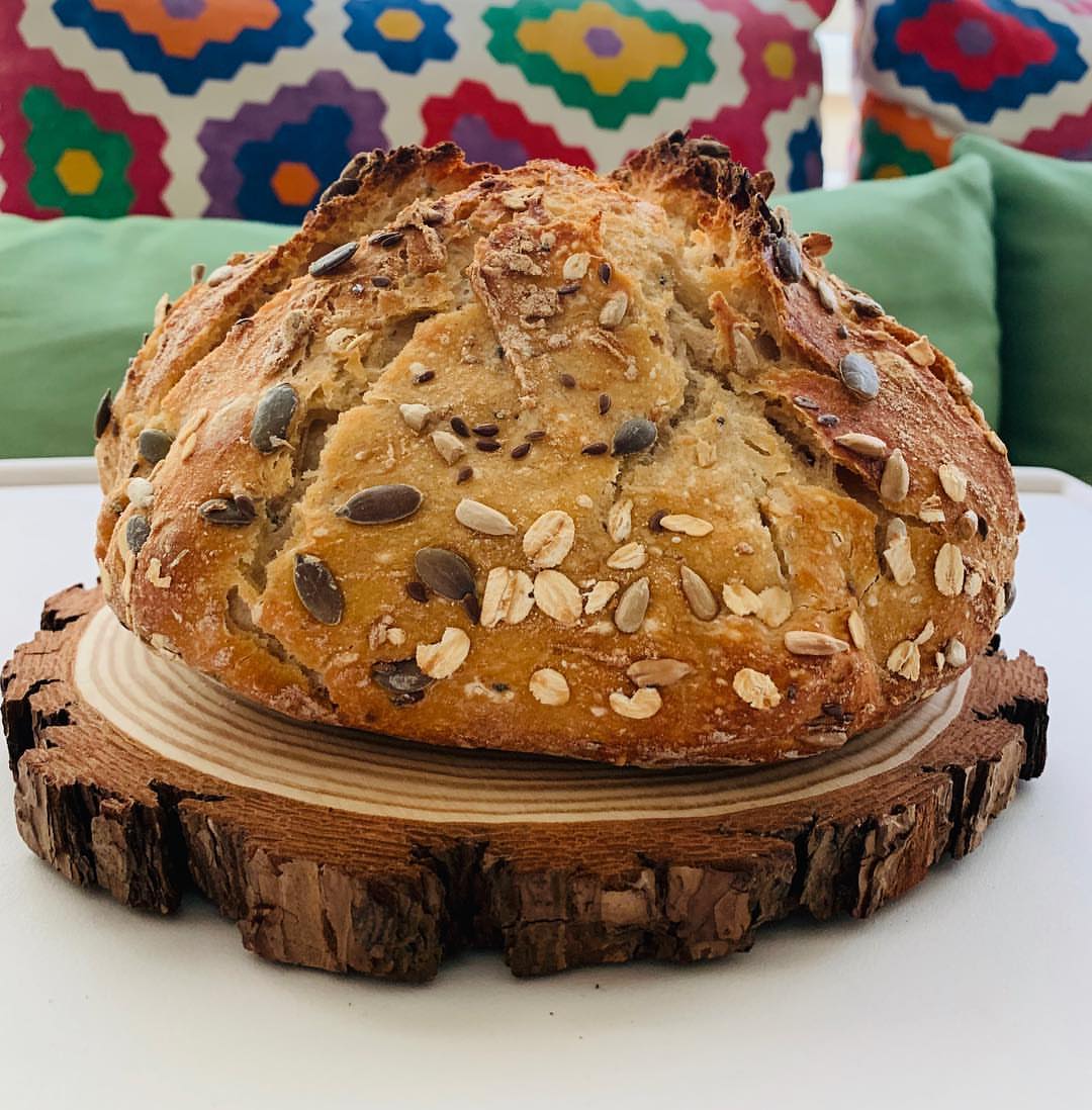 Homemode five grain sourdough fresh from the oven!