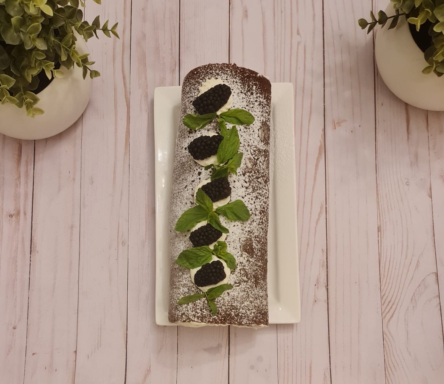 Chocolate BlackBerry and Strawberry Swiss Roll